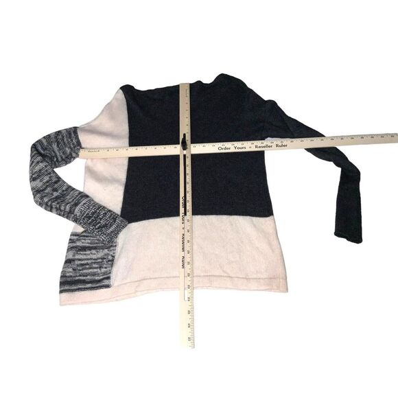 LOFT Black Gray Cream Crew Neck Block  Sweater Small Rayon Wool Cotton - Picture 9 of 14